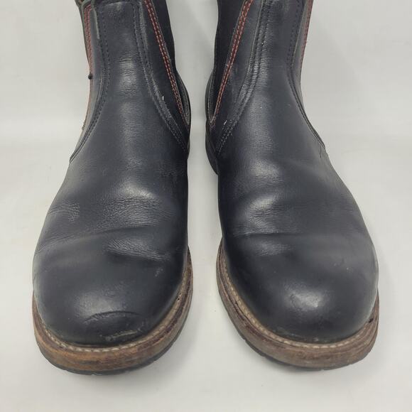 VTG Red Wing Shoes Boots 10.5D Black Leather Chelsea Rancher Workwear USA Ankle - Picture 4 of 13
